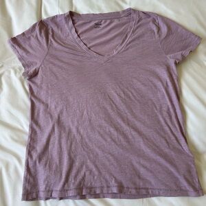 Madewell Mauve V-Neck Cotton Tee – Size M